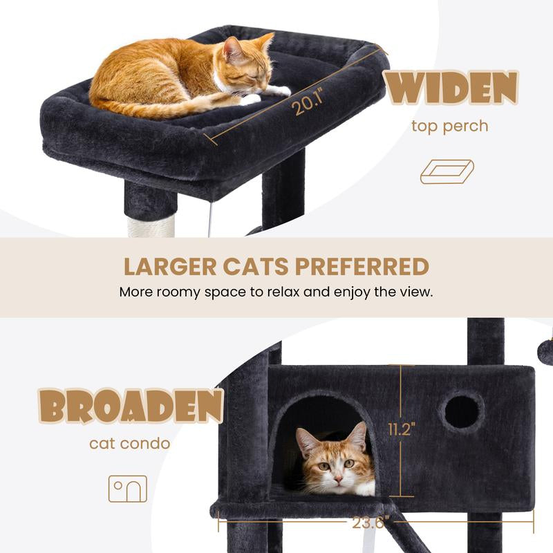 Elevate Your Cat's Playtime with the SHA CERLIN 81-Inch Multi-Level Cat Tree Tower - Perfect for Larger Cats and Multi-Cat Households!