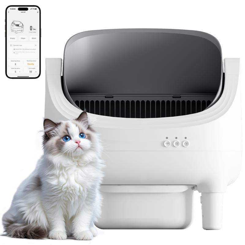 Warcat Automatic Open-Top Cat Litter Box with Safety Sensors, APP Control & 2.4G Wifi, Odor-Free Disposal for Multiple Cats Tiktokshopblackfriday