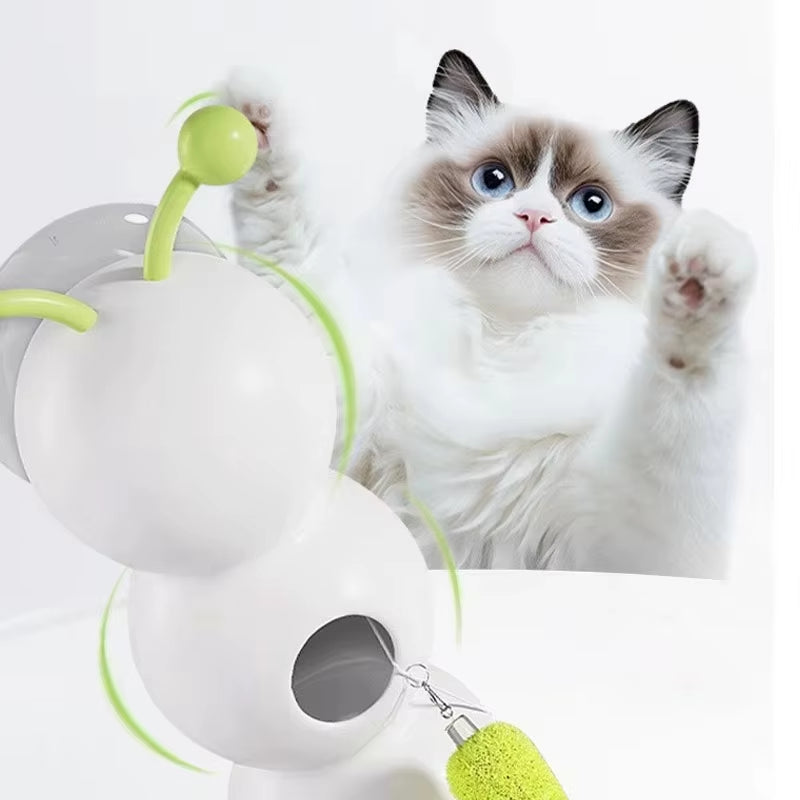 Caterpillar Interactive Cat Toy Motion Activated Wack a Worm Post Toy Rechargeable Automatic Teasing Cat Toy with Tail for Cats