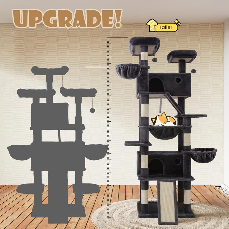 Elevate Your Cat's Playtime with the SHA CERLIN 81-Inch Multi-Level Cat Tree Tower - Perfect for Larger Cats and Multi-Cat Households!
