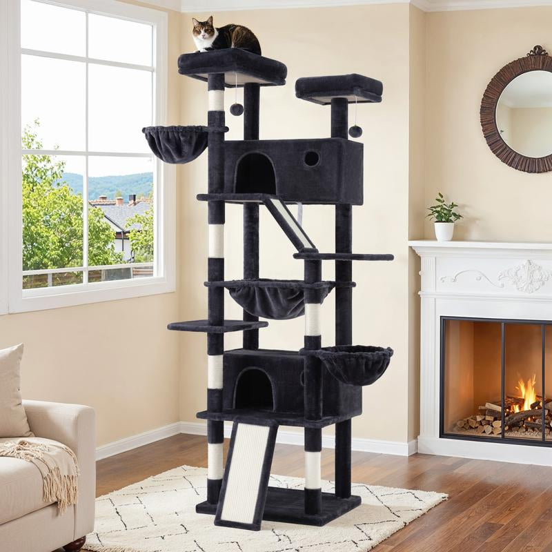 Elevate Your Cat's Playtime with the SHA CERLIN 81-Inch Multi-Level Cat Tree Tower - Perfect for Larger Cats and Multi-Cat Households!