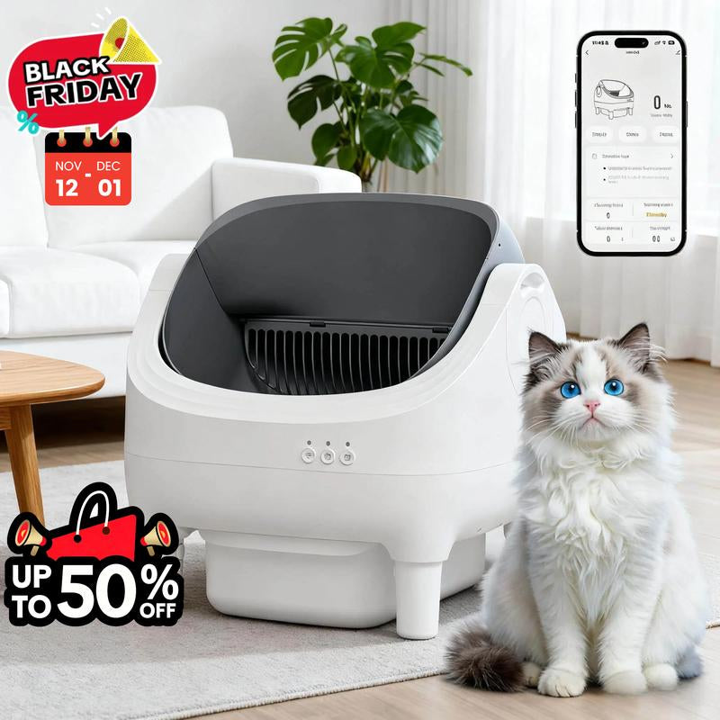 Warcat Automatic Open-Top Cat Litter Box with Safety Sensors, APP Control & 2.4G Wifi, Odor-Free Disposal for Multiple Cats Tiktokshopblackfriday