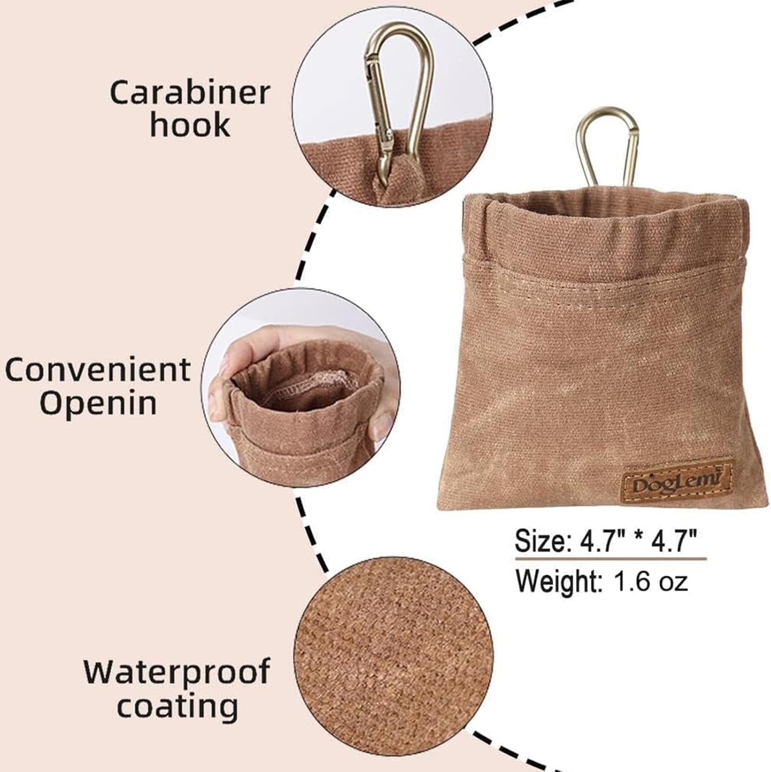 Dog Training Kit,Puppy Dog Treat Pouch Bag with Dog Clicker and Silent Whistle with Lanyard,Hands-Free Training Dog Treat Pouch,Includes Carabiner,For Pet Puppy Travel or Outdoor Use(Grey)