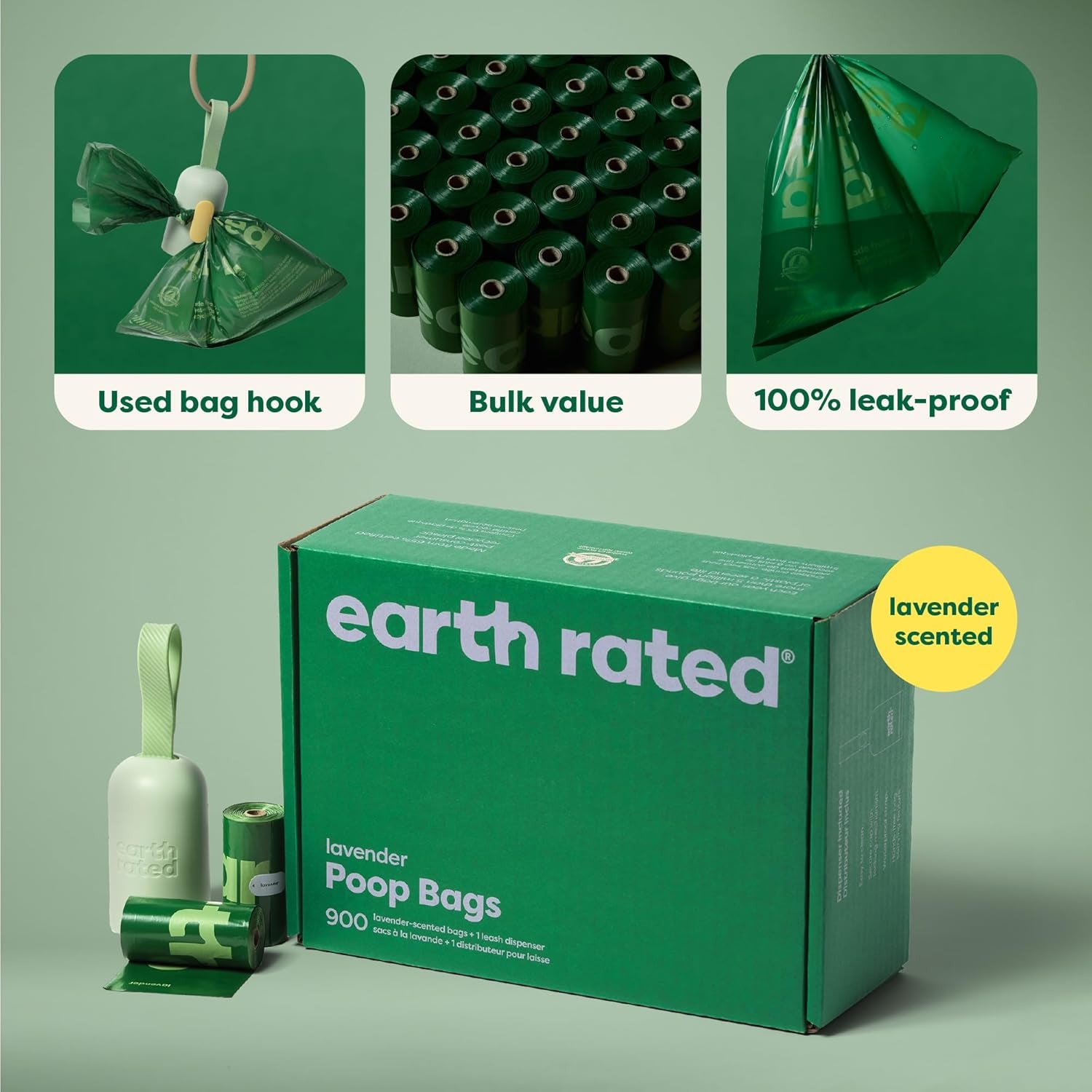 Ultimate Dog Poo Bag Holder with 900 Lavender-Scented Bags - Durable, Leakproof, and Stylish for Every Walk!