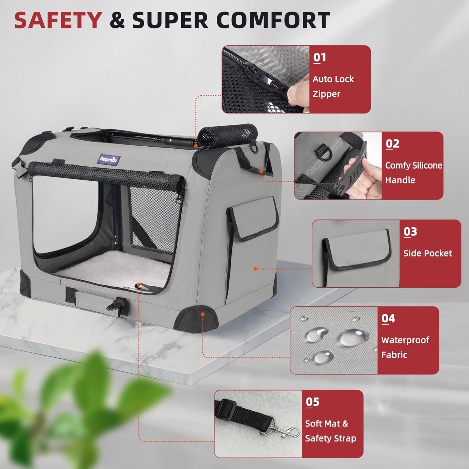 Large Cat Carrier for 2 Cats Small Medium Dogs, Soft Pet Carrier 60X42X42Cm for Traveling with Warm Blanket Foldable Bowl and Washable Pad