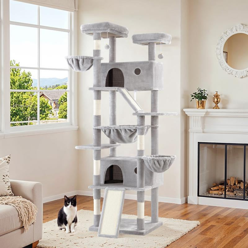 Elevate Your Cat's Playtime with the SHA CERLIN 81-Inch Multi-Level Cat Tree Tower - Perfect for Larger Cats and Multi-Cat Households!