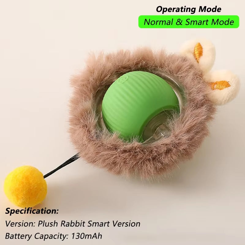 Engaging Smart Interactive Cat Toy Ball - Rechargeable Automatic Rolling Ball with Lifelike Tail for Endless Fun