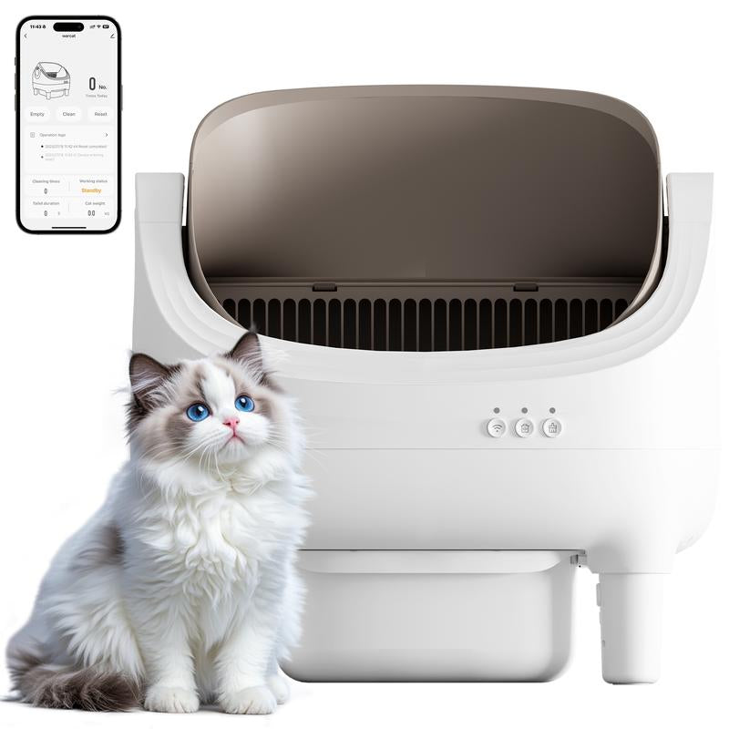 Warcat Automatic Open-Top Cat Litter Box with Safety Sensors, APP Control & 2.4G Wifi, Odor-Free Disposal for Multiple Cats Tiktokshopblackfriday