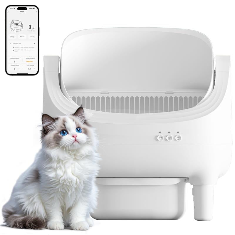 Warcat Automatic Open-Top Cat Litter Box with Safety Sensors, APP Control & 2.4G Wifi, Odor-Free Disposal for Multiple Cats Tiktokshopblackfriday