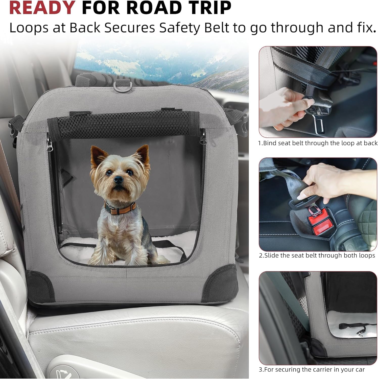 Large Cat Carrier for 2 Cats Small Medium Dogs, Soft Pet Carrier 60X42X42Cm for Traveling with Warm Blanket Foldable Bowl and Washable Pad