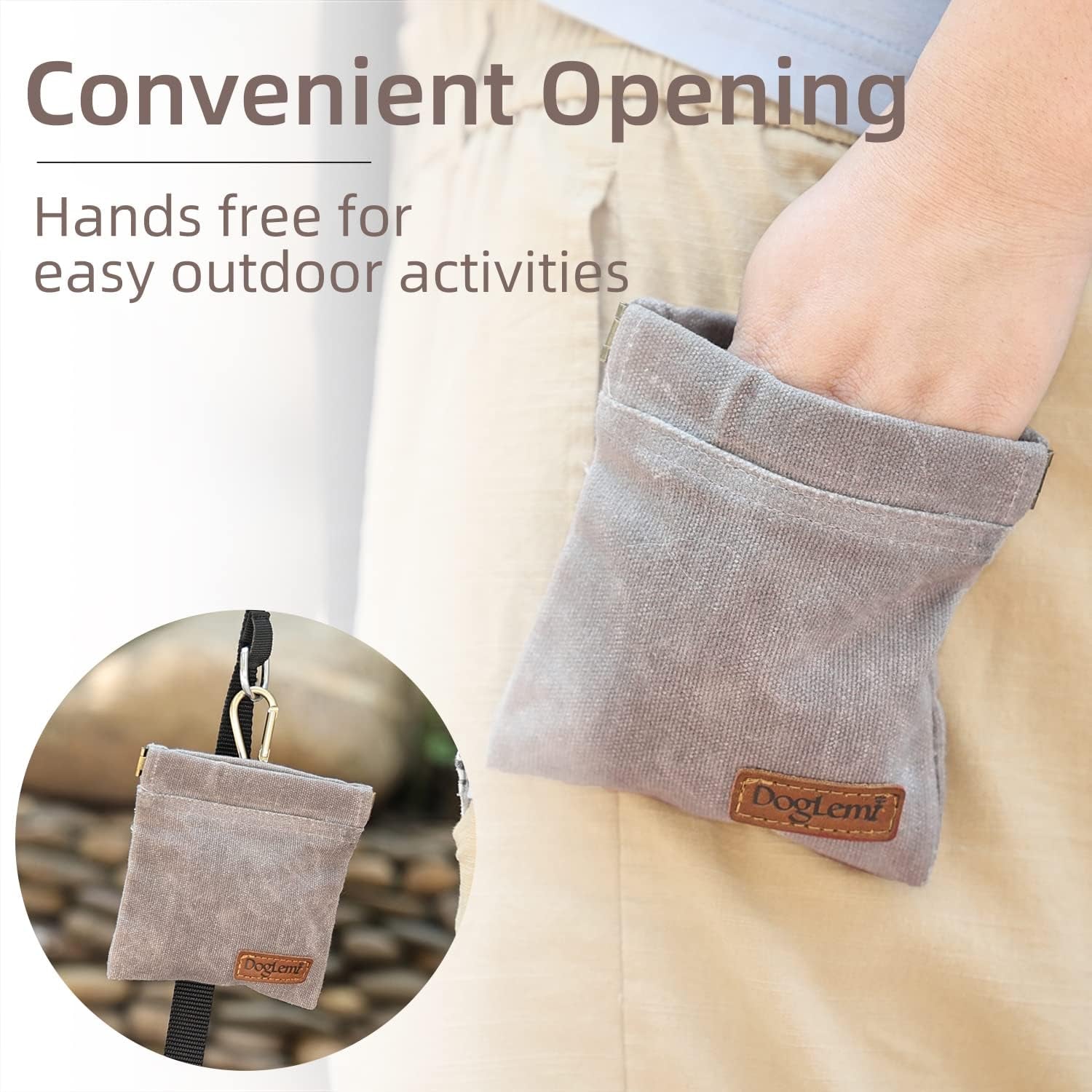 Dog Training Kit,Puppy Dog Treat Pouch Bag with Dog Clicker and Silent Whistle with Lanyard,Hands-Free Training Dog Treat Pouch,Includes Carabiner,For Pet Puppy Travel or Outdoor Use(Grey)