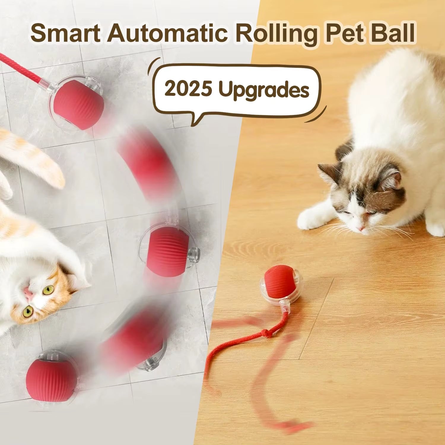 Engaging Smart Interactive Cat Toy Ball - Rechargeable Automatic Rolling Ball with Lifelike Tail for Endless Fun