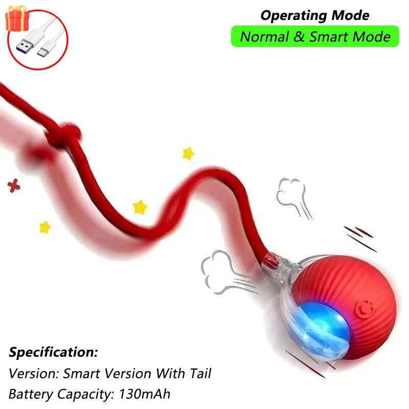 Engaging Smart Interactive Cat Toy Ball - Rechargeable Automatic Rolling Ball with Lifelike Tail for Endless Fun