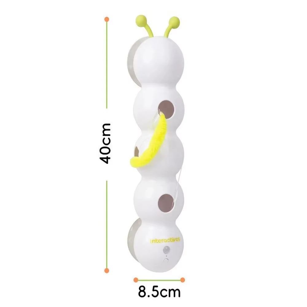 Caterpillar Interactive Cat Toy Motion Activated Wack a Worm Post Toy Rechargeable Automatic Teasing Cat Toy with Tail for Cats