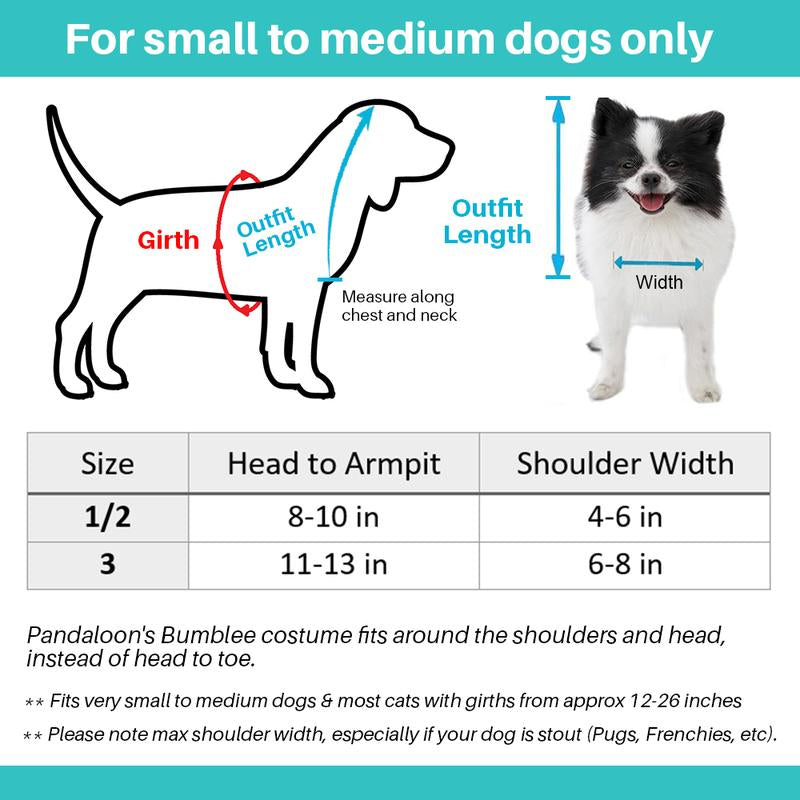 Pandaloon Bumblebee Halloween Dog Costume - Hilarious Front-Facing Outfit for Small to Medium Dogs and Cats