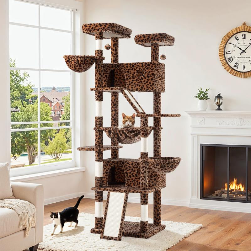 Elevate Your Cat's Playtime with the SHA CERLIN 81-Inch Multi-Level Cat Tree Tower - Perfect for Larger Cats and Multi-Cat Households!