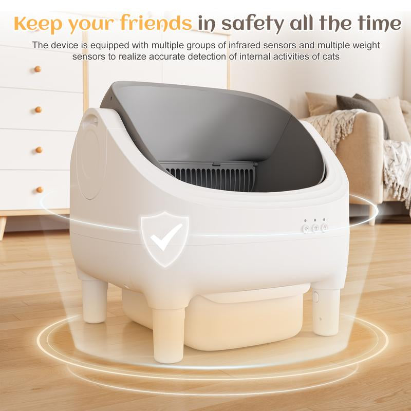 Warcat Automatic Open-Top Cat Litter Box with Safety Sensors, APP Control & 2.4G Wifi, Odor-Free Disposal for Multiple Cats Tiktokshopblackfriday