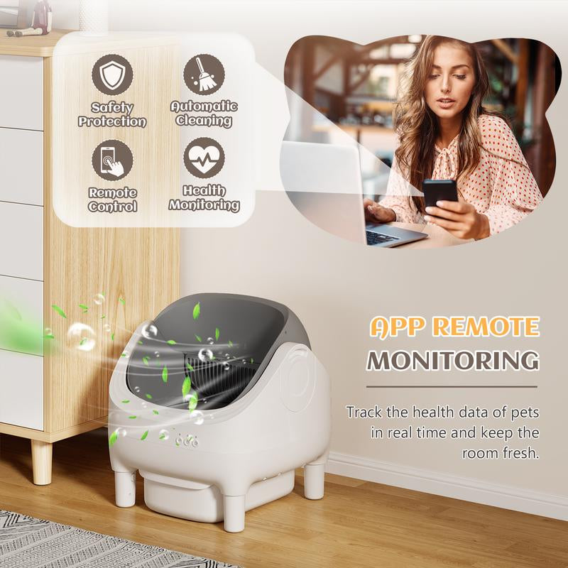 Warcat Automatic Open-Top Cat Litter Box with Safety Sensors, APP Control & 2.4G Wifi, Odor-Free Disposal for Multiple Cats Tiktokshopblackfriday