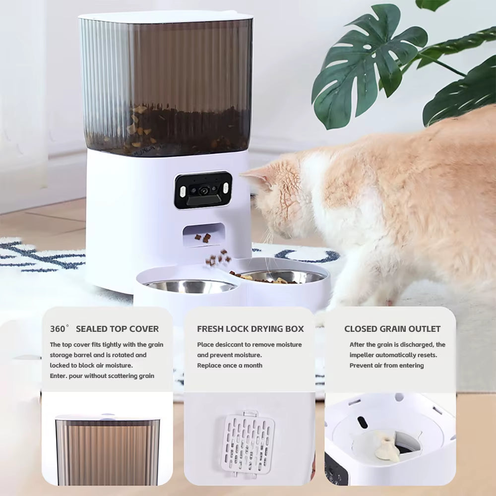 Revolutionary 5L Smart Automatic Cat Feeder with High-Definition Camera & Voice Recorder - Perfect for Cats and Dogs!
