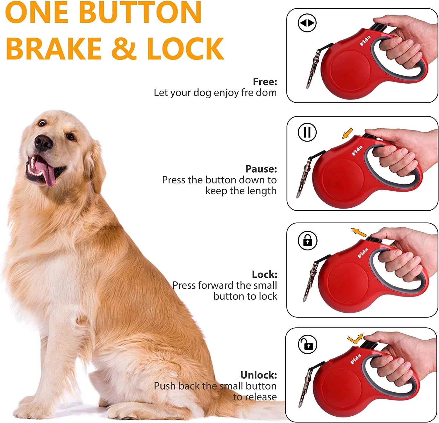 Retractable 16 Ft Dog Leash with Poop Bag Dispenser - Ideal for Medium Dogs and Cats up to 44 Lbs, Featuring Anti-Slip Handle and Tangle-Free Reflective Nylon Tape