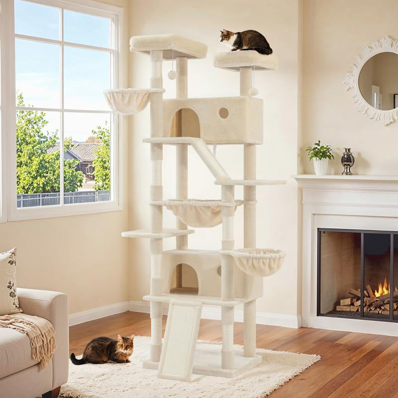 Elevate Your Cat's Playtime with the SHA CERLIN 81-Inch Multi-Level Cat Tree Tower - Perfect for Larger Cats and Multi-Cat Households!